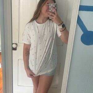 Denim and flower flamingo Tshirt